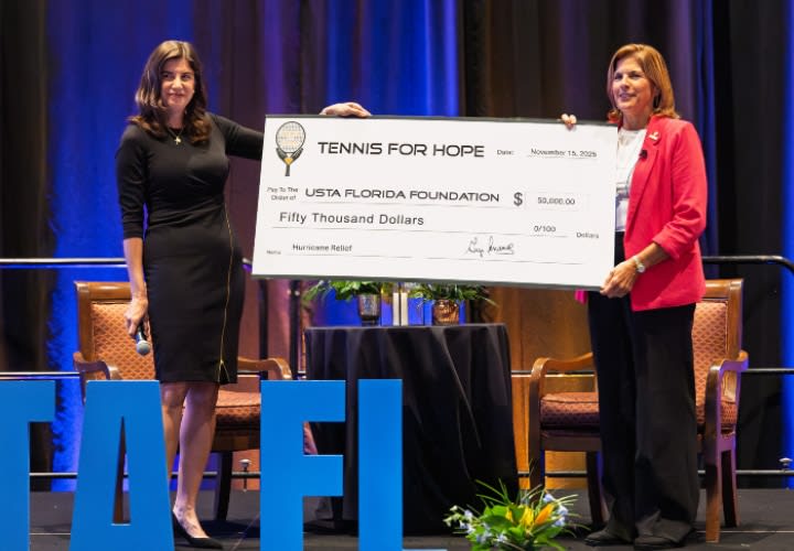 La Fundación Tennis For Hope de Gigi Fernández dona $50,000 para apoyar los esfuerzos de ayuda a los damnificados por el huracán de la Fundación USTA Florida.